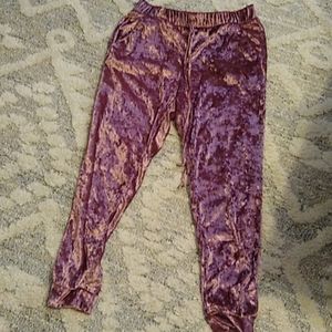 Rosy Pink velvet joggers